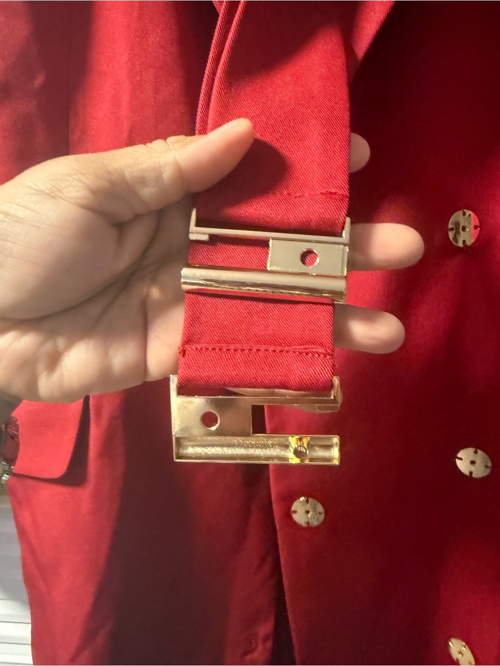 MOTF Red Ruffled Front Blazer - Picture 3 of 13